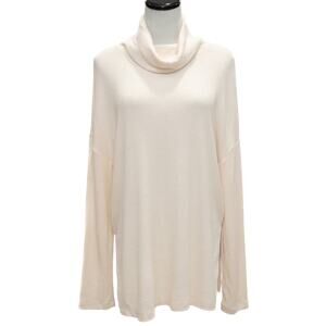 Sanctuary Cream Ribbed Relaxed Fit Turtleneck Sweater Size Medium